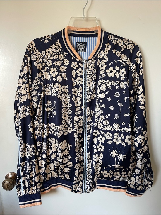 Scotch & Soda Jackets & Blazers - Scotch & Soda Reversible Floral Bomber Jacket - Navy/Blue Striped